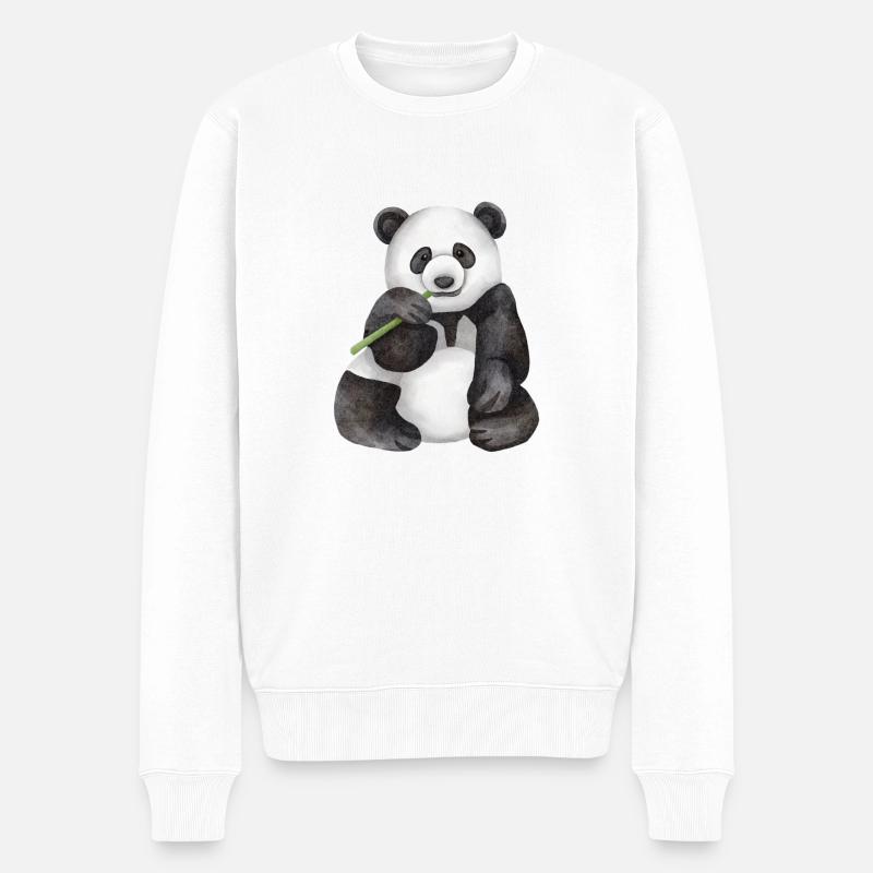 Panda - Männer Premium Bio Pullover - Weiß