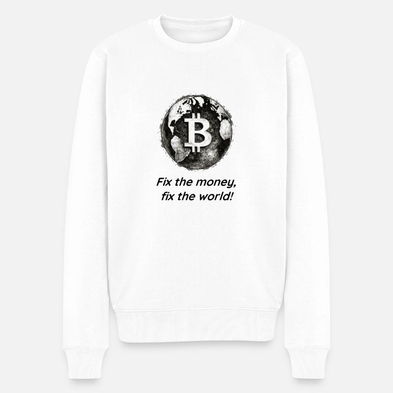 Fix the money, fix the world - Iconic - Männer Premium Bio Pullover - Weiß