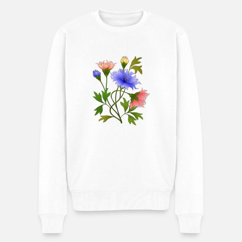 Blumen - Männer Premium Bio Pullover - Weiß