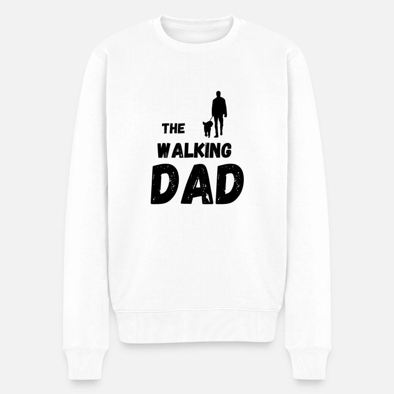 Mann mit Hund / Spazieren / Gassi / Geschenk Idee - Männer Premium Bio Pullover - Weiß
