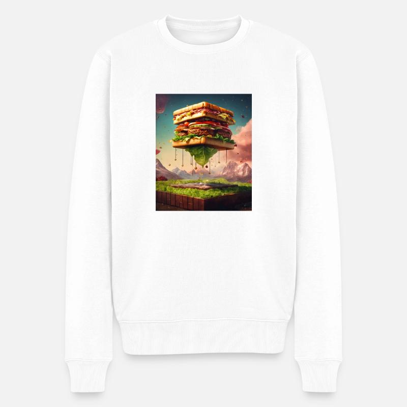 3D Burgerwürfel: Digitale Kunst - Männer Premium Bio Pullover - Weiß