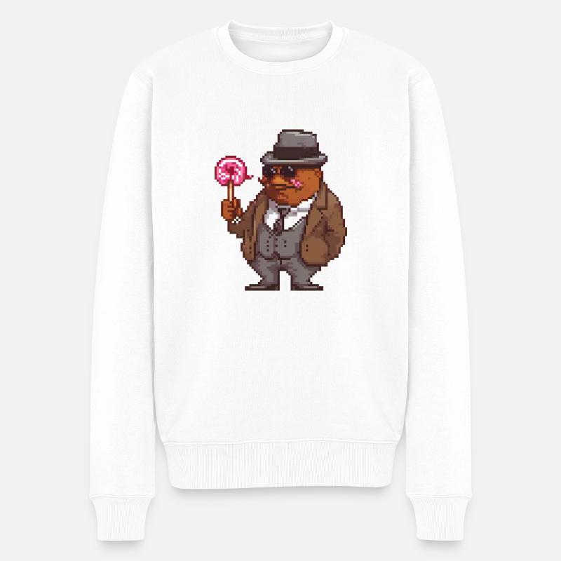 Eleganter Pixel Gentleman - Männer Premium Bio Pullover - Weiß