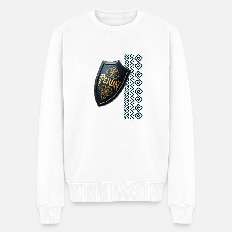 Perún - der Gott des Sturms - Männer Premium Bio Pullover - Weiß
