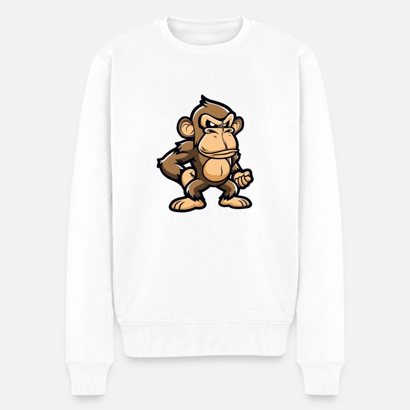 affe - Männer Premium Bio Pullover - Weiß