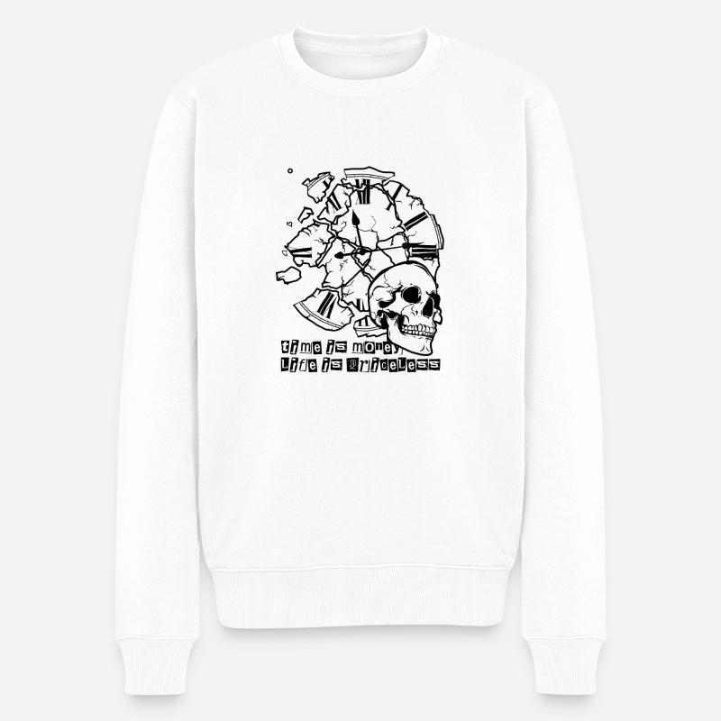Zeit // Leben // Illustration - Männer Premium Bio Pullover - Weiß
