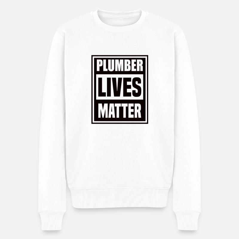 Das Leben eines Klempners zählt - Männer Premium Bio Pullover - Weiß
