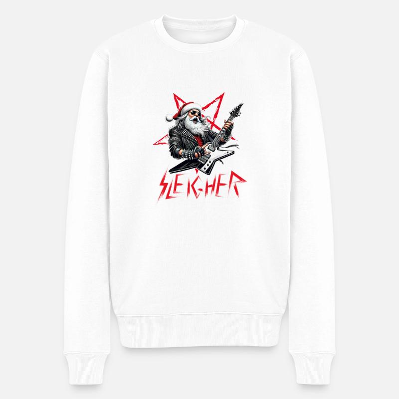 Christmas Sleigher - Santa Claus - Männer Premium Bio Pullover - Weiß