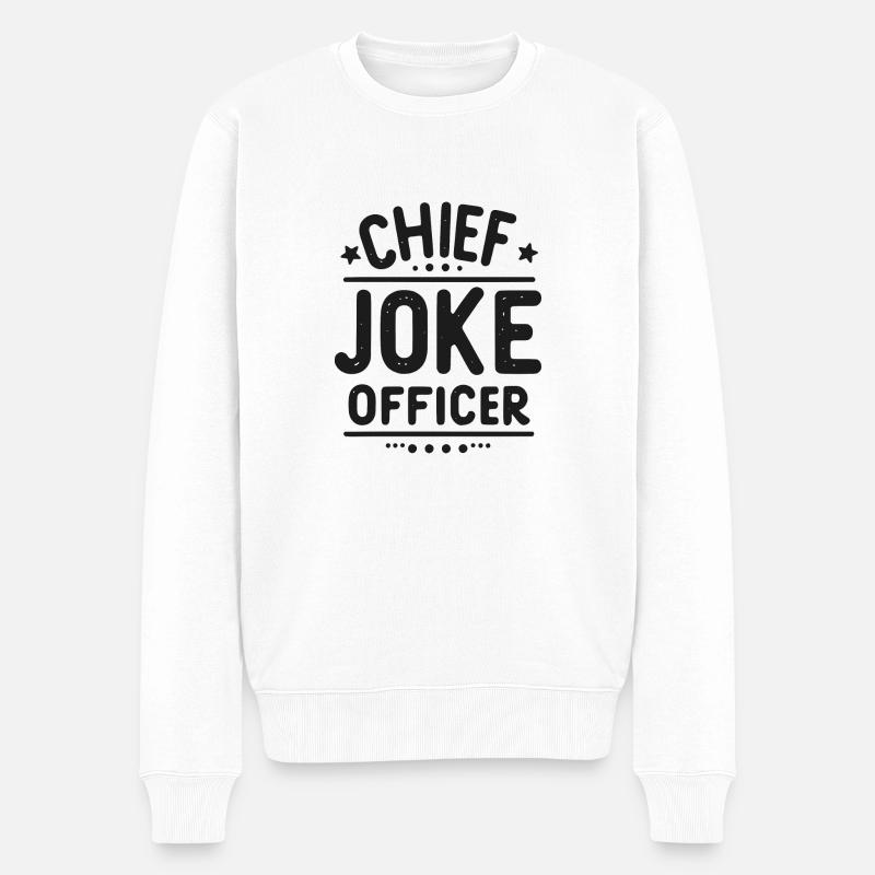 Leitender Witzbold - Männer Premium Bio Pullover - Weiß
