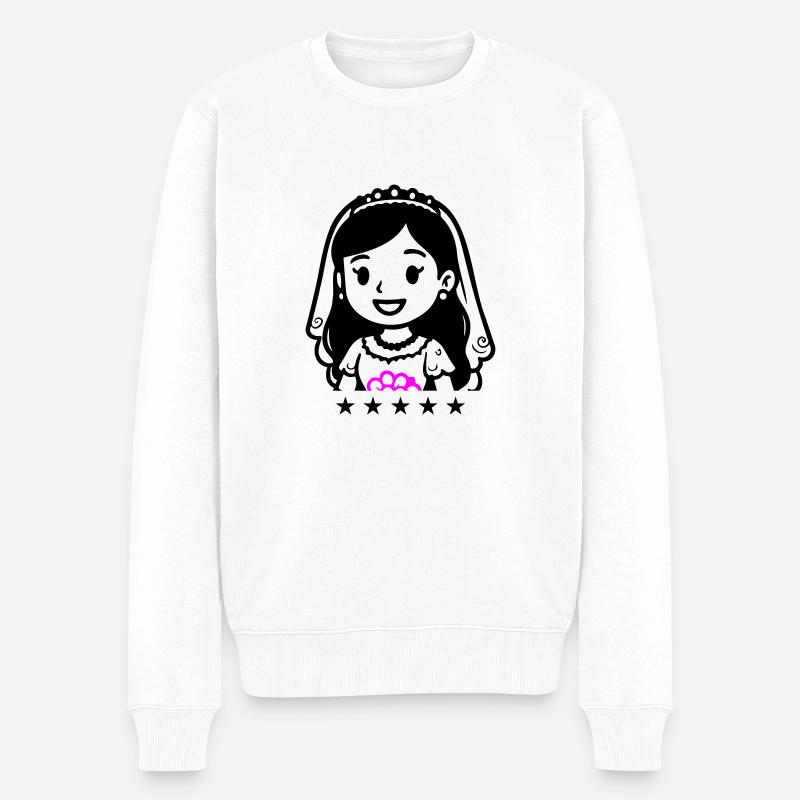 Braut Comic - Männer Premium Bio Pullover - Weiß