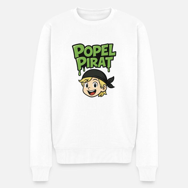Design Popel Pirat - Männer Premium Bio Pullover - Weiß