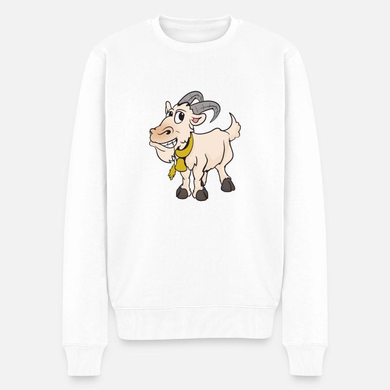 Ziege Ziegenbock - Männer Premium Bio Pullover - Weiß