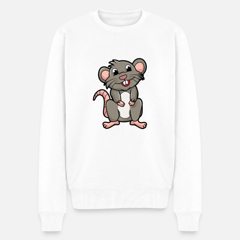 Ratte - Männer Premium Bio Pullover - Weiß