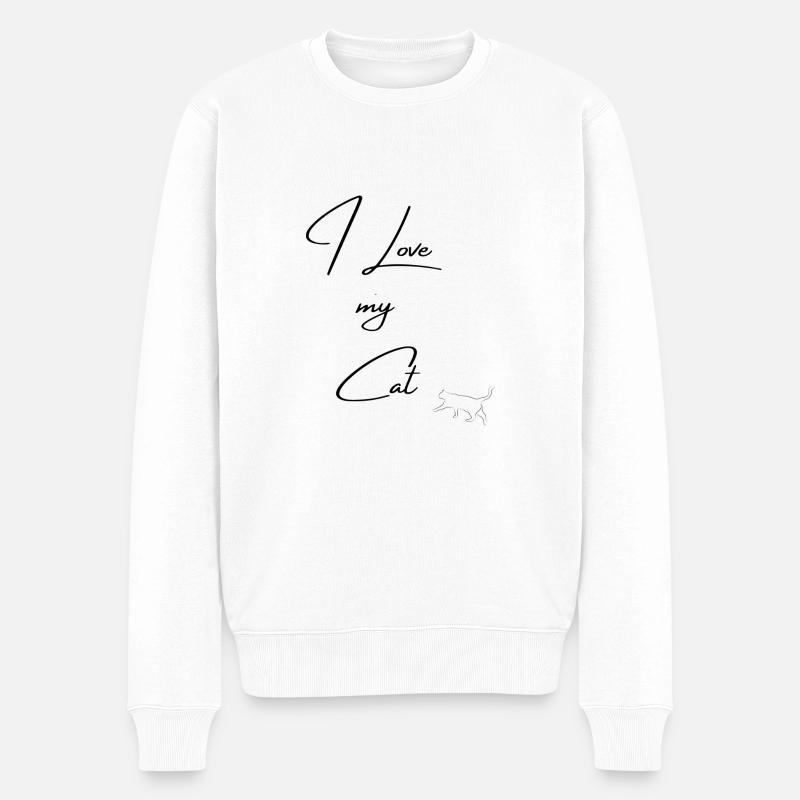 I love my cat - Männer Premium Bio Pullover - Weiß