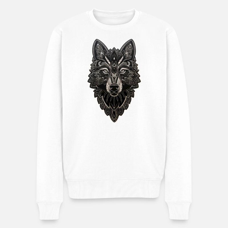 Tierillustration mit gotischen Rosen - Männer Premium Bio Pullover - Weiß
