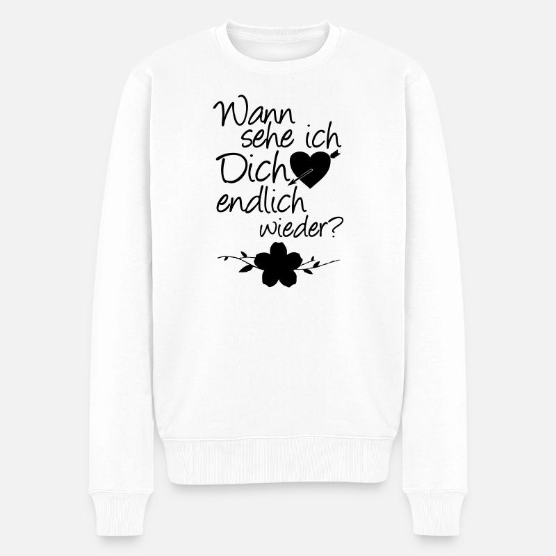 Wiedersehen Liebe, Spruch, Geschenk - Männer Premium Bio Pullover - Weiß