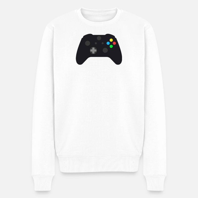 Dunkles Gamepad Neon-Knöpfe - Männer Premium Bio Pullover - Weiß