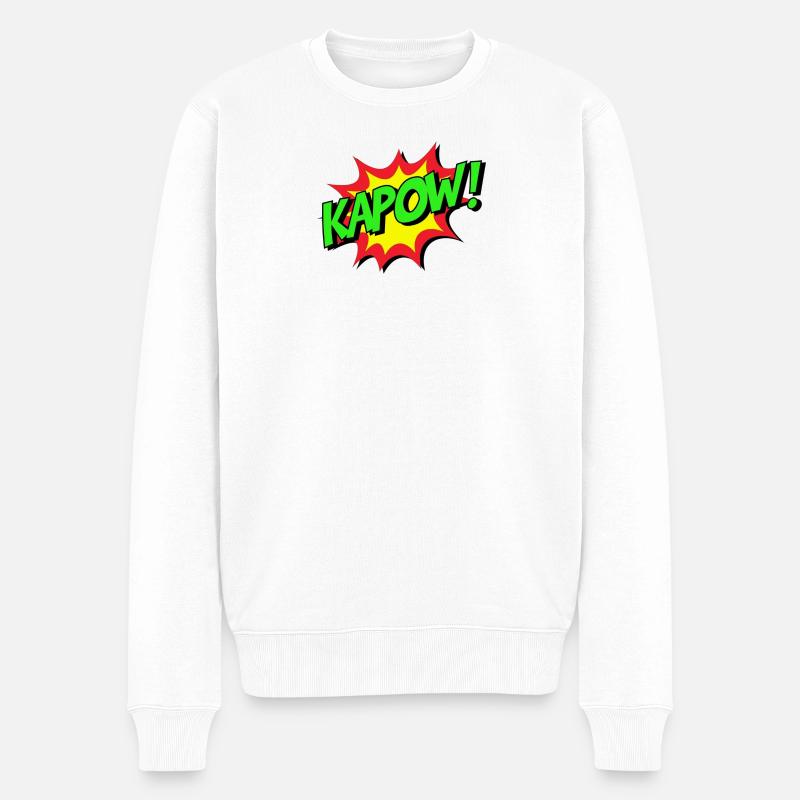 KAPOW Explosion de la bande dessinée - Pull Premium bio Homme - blanc