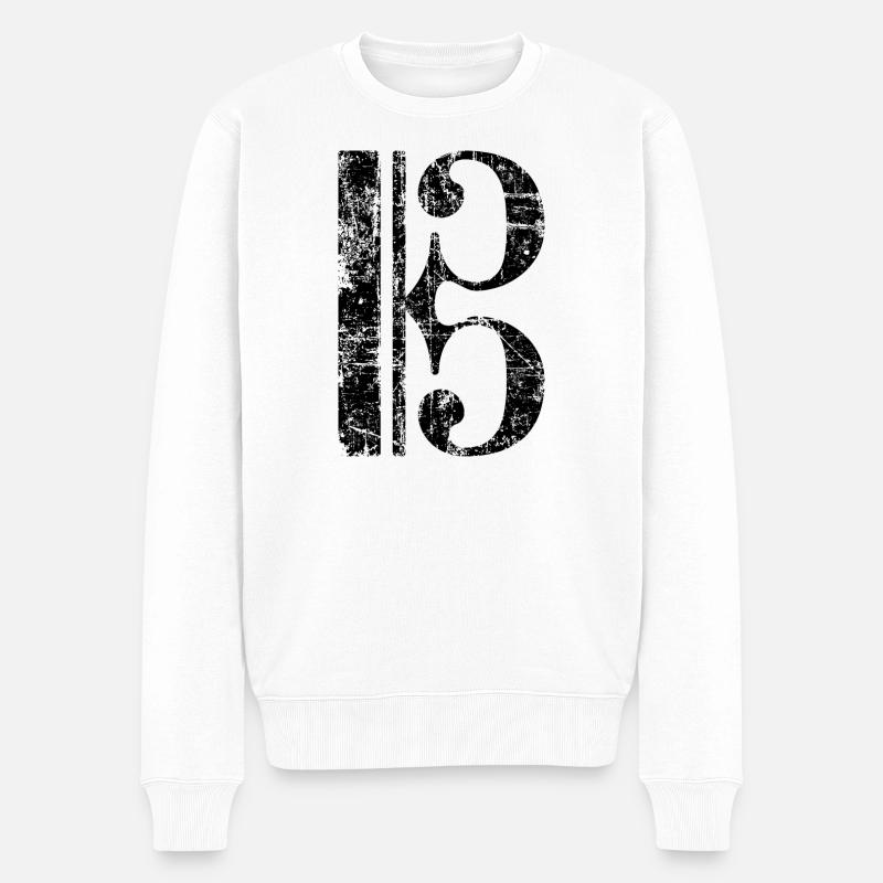 Viola Key, ténor clef, clef d'alto - Pull Premium bio Homme - blanc