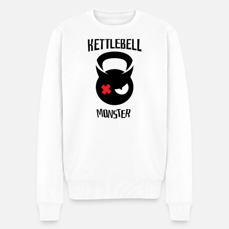 Kettlebell Monster 002 - Männer Premium Bio Pullover - Weiß
