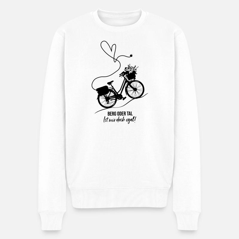 ebike-Fahrrad-Blumen-Herz - Männer Premium Bio Pullover - Weiß