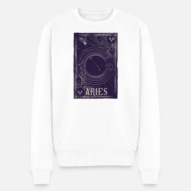 Widder Sternbild Himmlischer Ring - Männer Premium Bio Pullover - Weiß
