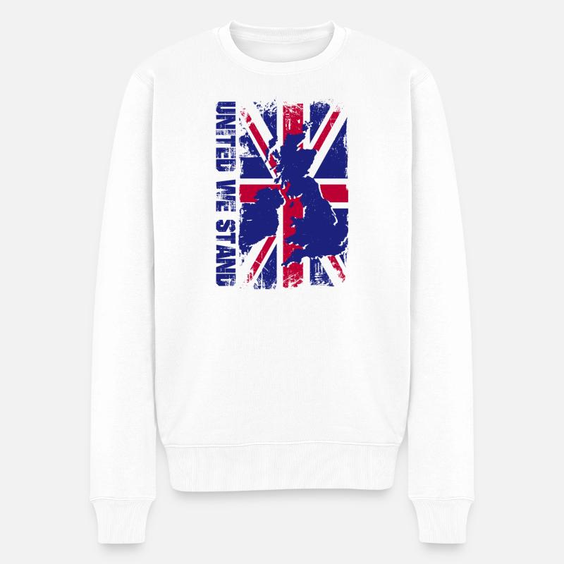 Union Jack Karte Splash - Männer Premium Bio Pullover - Weiß