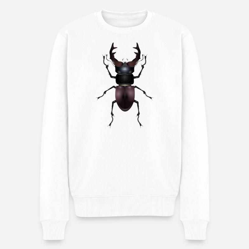 prächtiger Hirschkäfer von Hand gezeichnet - Männer Premium Bio Pullover - Weiß