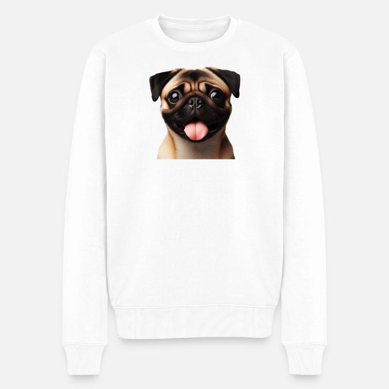 Un carlin heureux - Pull Premium bio Homme - blanc