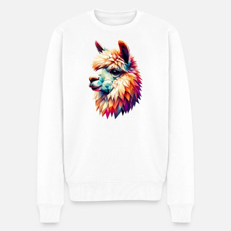 Polygonales Alpaka - Männer Premium Bio Pullover - Weiß