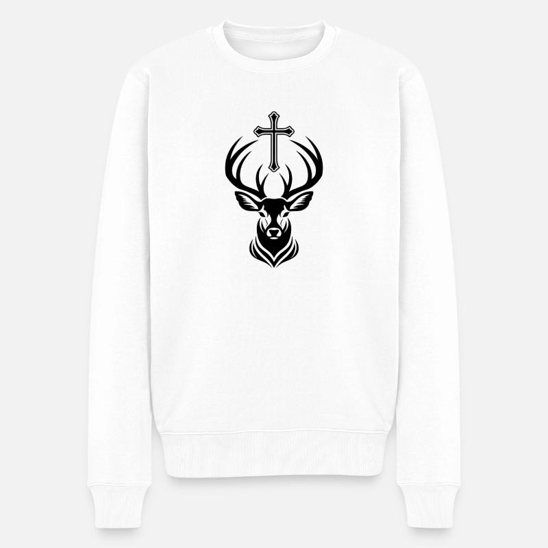 Saint-Hubert – Le cerf à la croix - Pull Premium bio Homme - blanc