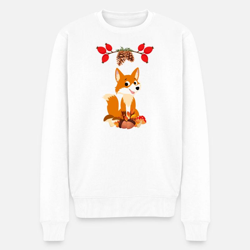 Fuchs  - Männer Premium Bio Pullover - Weiß