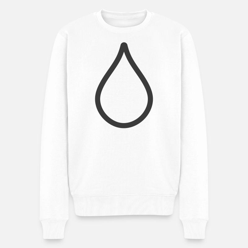 Einfaches Wassertropfen-Symbol-Logo - Männer Premium Bio Pullover - Weiß