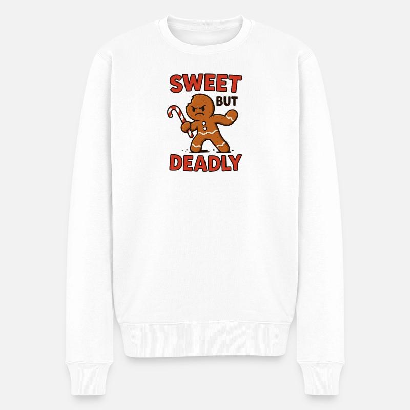 Süß, Aber Gefährlich Gingerbread - Männer Premium Bio Pullover - Weiß
