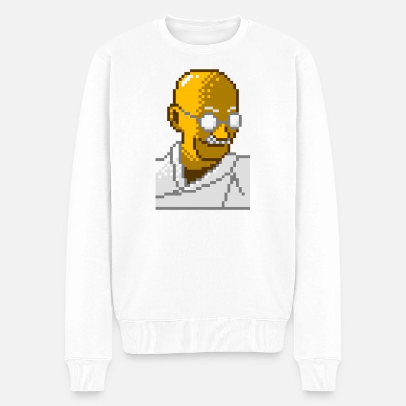 8bit pixel gandhi - Männer Premium Bio Pullover - Weiß