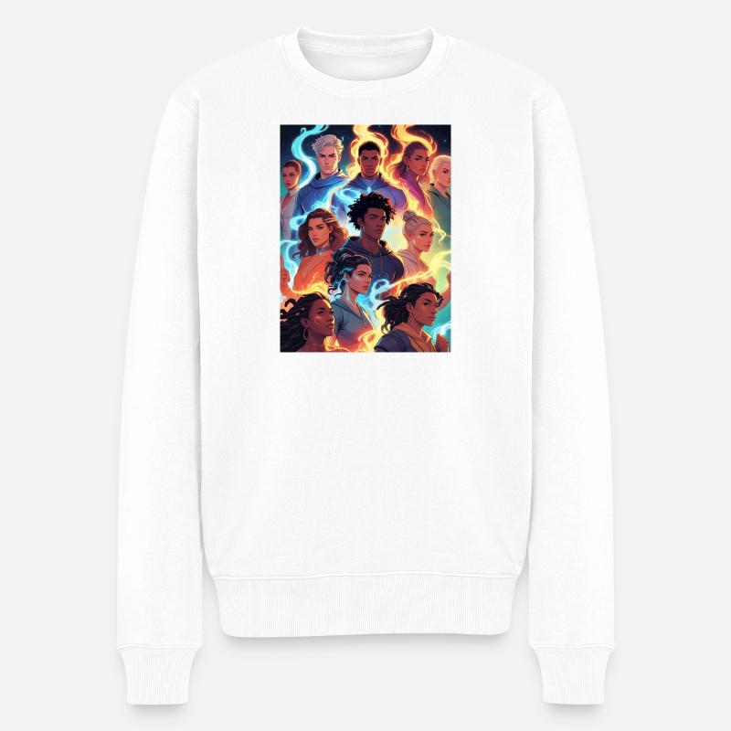 Elementare Feuer- und Eisgruppe - Männer Premium Bio Pullover - Weiß