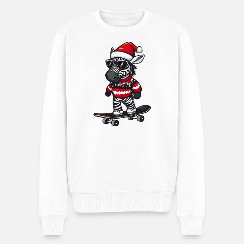 Zebra Weihnachten Lustig - Männer Premium Bio Pullover - Weiß