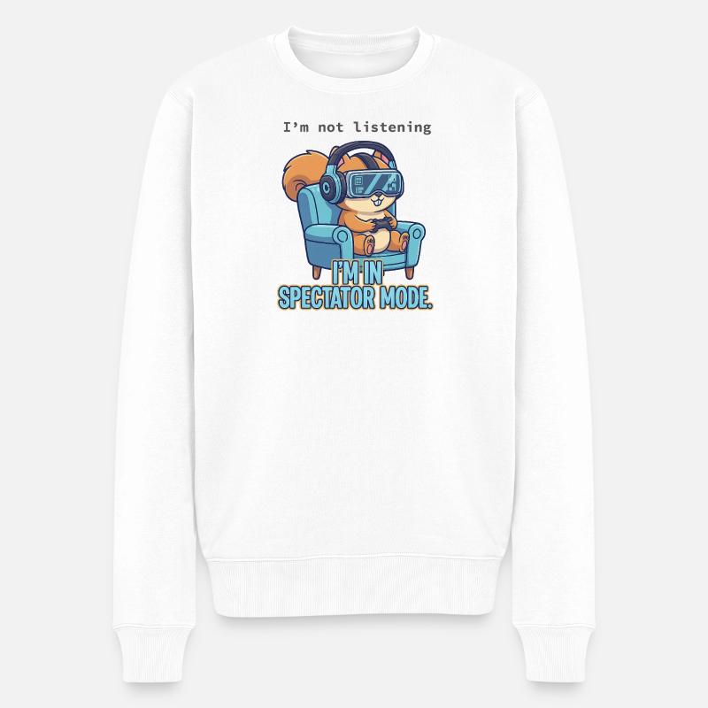 Die Aufmerksamkeit ist woanders - Männer Premium Bio Pullover - Weiß