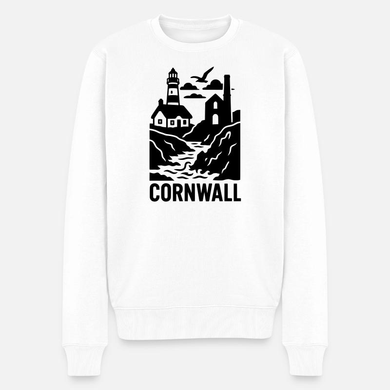 cornwall silhouette - Männer Premium Bio Pullover - Weiß