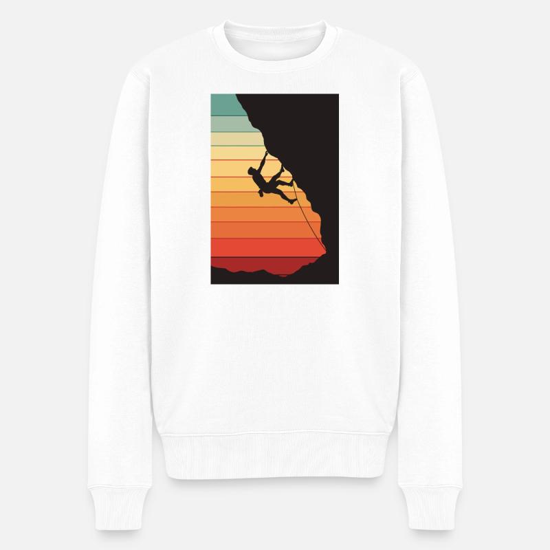 Kletterer im Sonnenuntergang - Männer Premium Bio Pullover - Weiß
