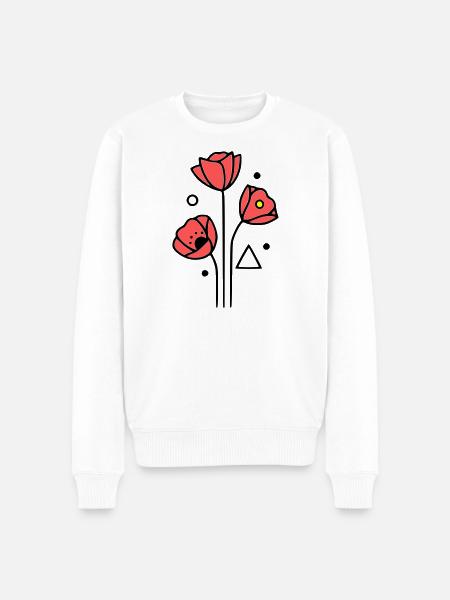 Poppy-Poppies-Minimalist-Line-Art-4 - Men's Premium Organic Jumper - white