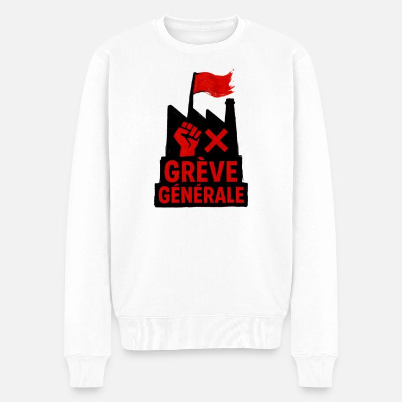 Grève générale - Syndicat - Pull Premium bio Homme - blanc