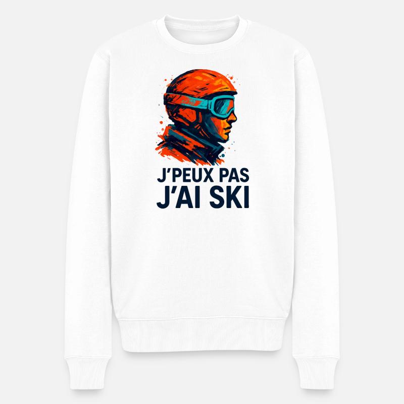 Ich kann nicht Skifahren. - Männer Premium Bio Pullover - Weiß