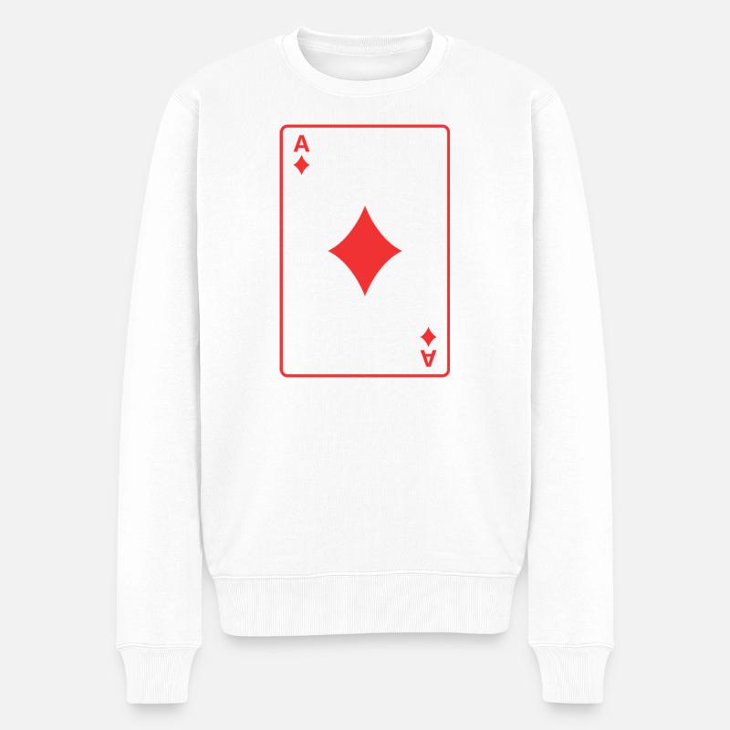 Rotes Karo-Ass - Männer Premium Bio Pullover - Weiß