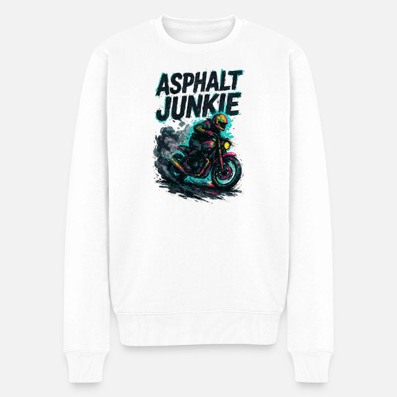 Asphalt Junkie – Motorrad - Männer Premium Bio Pullover - Weiß