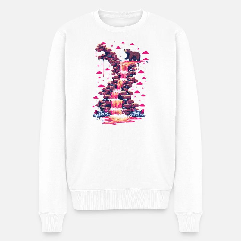Cascade rose avec lumière d’ours - Pull Premium bio Homme - blanc