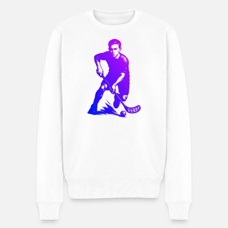 Floorball Fans aufgepasst schlichtes Statement - Männer Premium Bio Pullover - Weiß