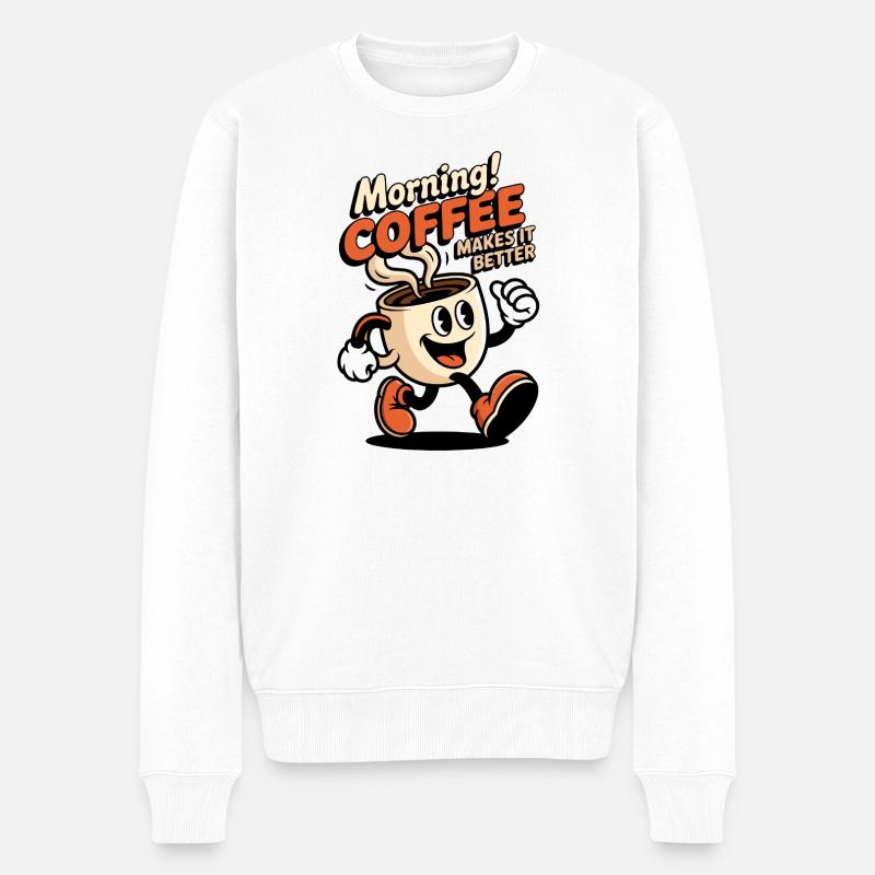 Morgenkaffee Macht Besser - Männer Premium Bio Pullover - Weiß