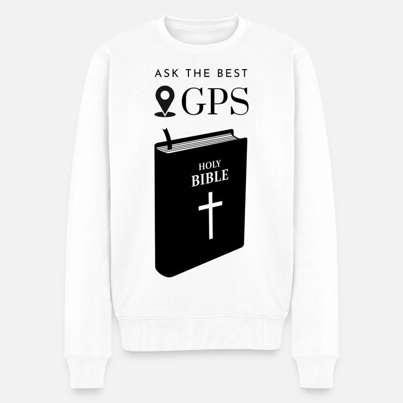 Bestes Navi ist die Bibel - Männer Premium Bio Pullover - Weiß