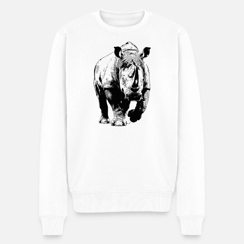 Nashorn - Männer Premium Bio Pullover - Weiß