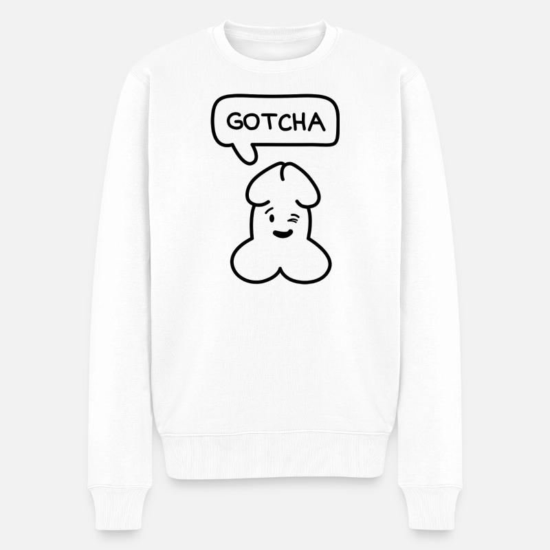 Émoticon drôle Junior 'Attrapé' - Pull Premium bio Homme - blanc